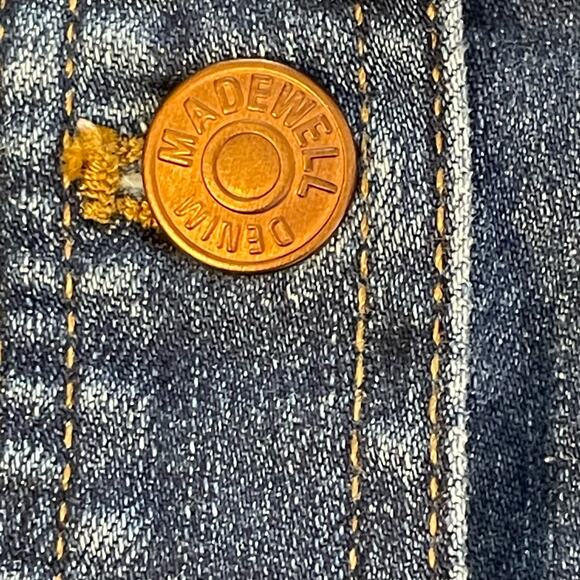 Madewell Size 8 A-line Stretch Denim Miniskirt Button Front Patch Pockets Boho - Picture 3 of 10